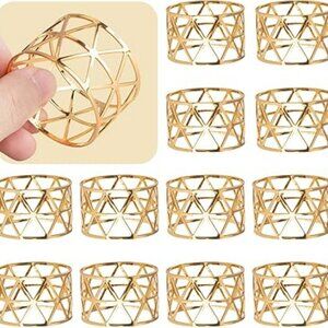 12 Gold Napkin Rings Napkin Holders Dining Wedding Anniversary Hollywood Regency